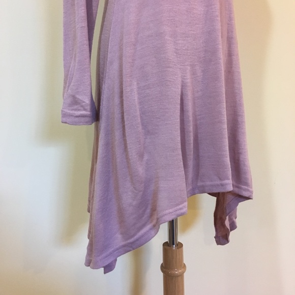 Sharkbite Hem Long Sleeve Tunic Dress Dusty Mauve - Picture 3 of 4
